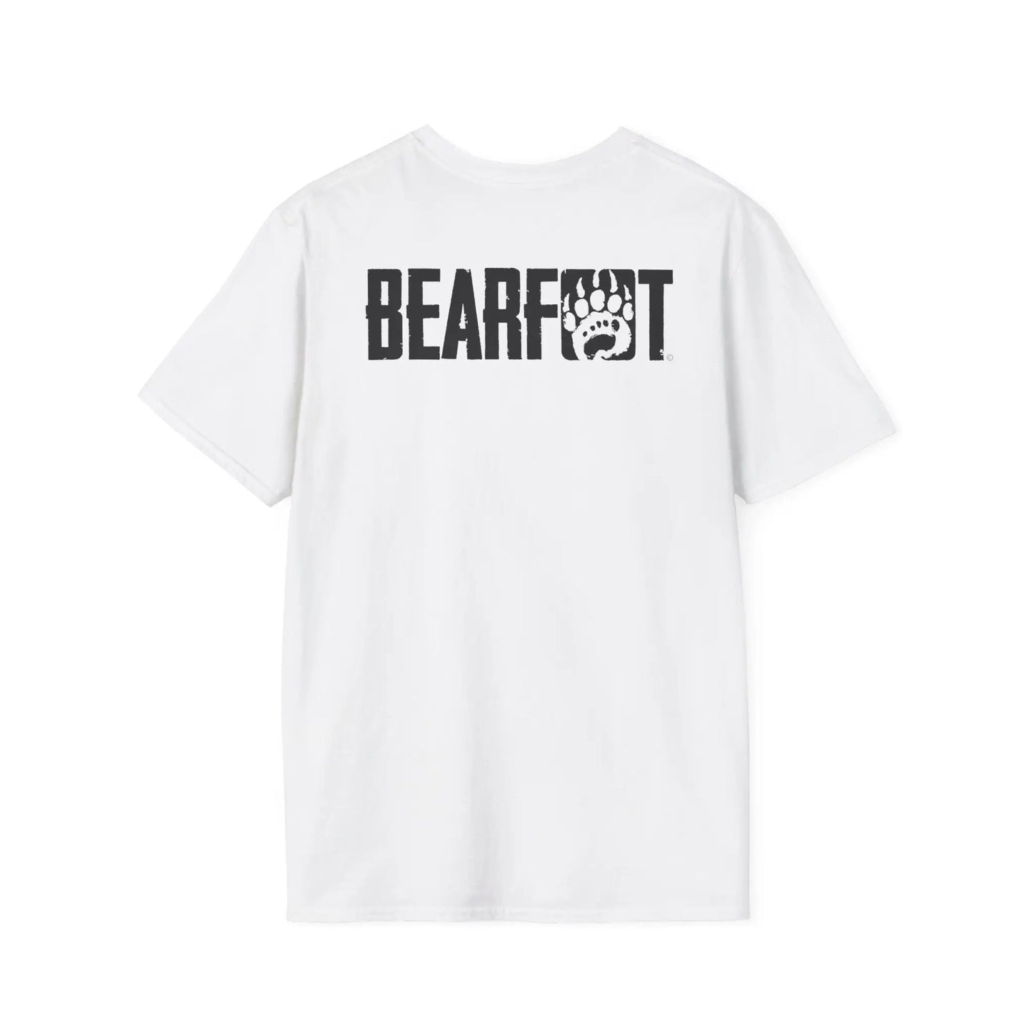 Basic t-shirt back: black bearfoot logo with paw print