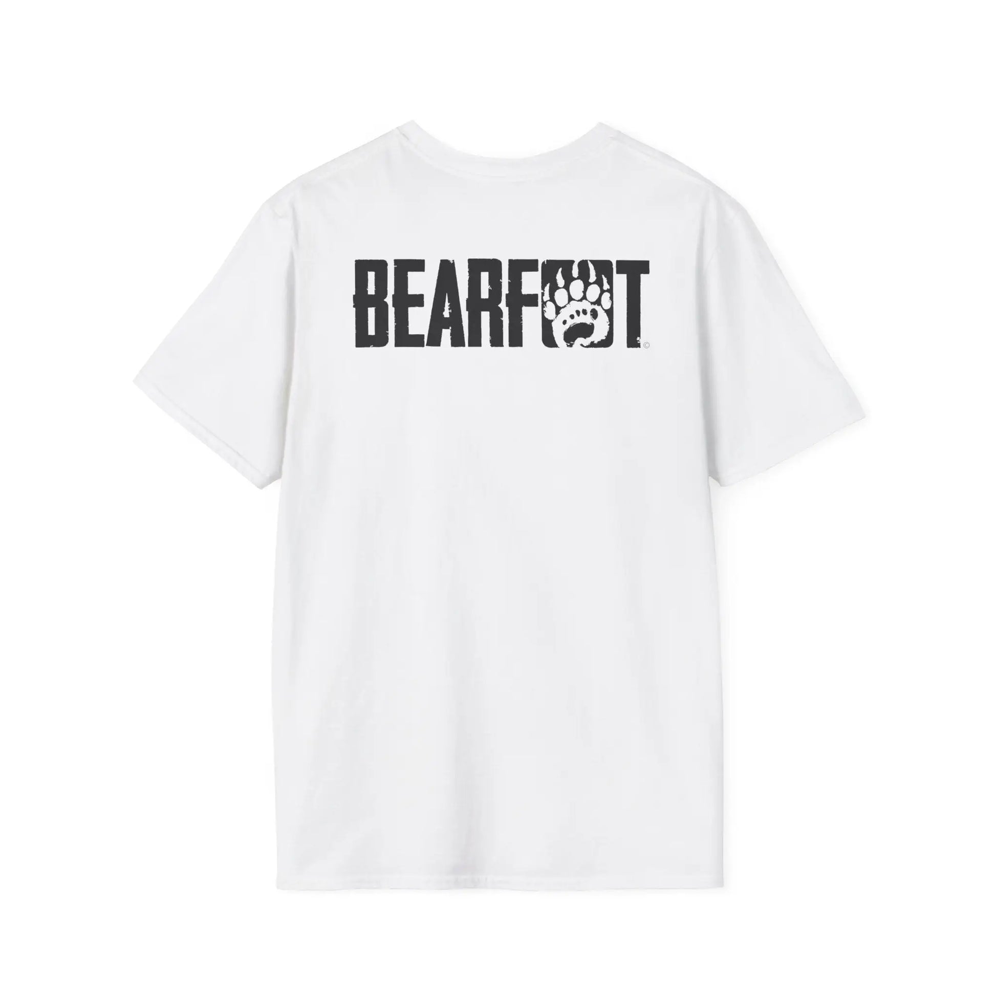 Basic t-shirt back: black bearfoot logo with paw print