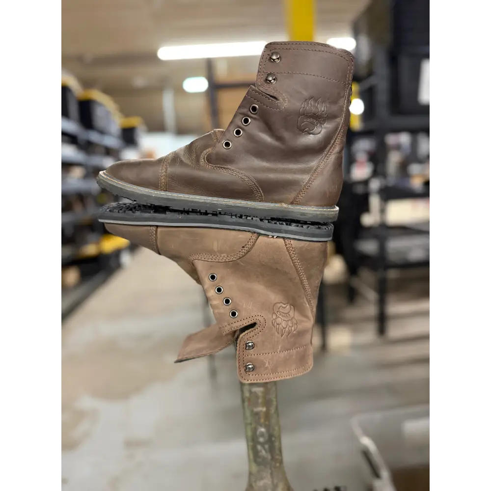Brown leather work boot from Barely Used Footwear with minor imperfections