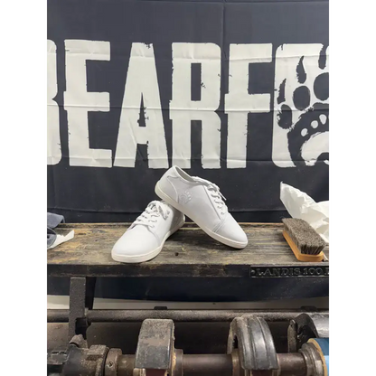 White leather lace-up Bearly Used Footwear sneakers with minor imperfections