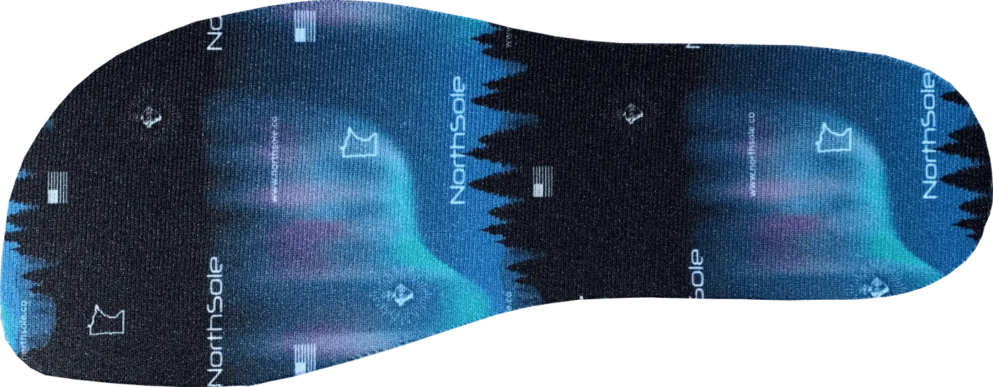 Northsole Legacy Extra Cushion blue black sock with forest silhouette