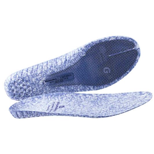 Blue and white patterned Blumoko Carbifex nonslip carbon elite insole