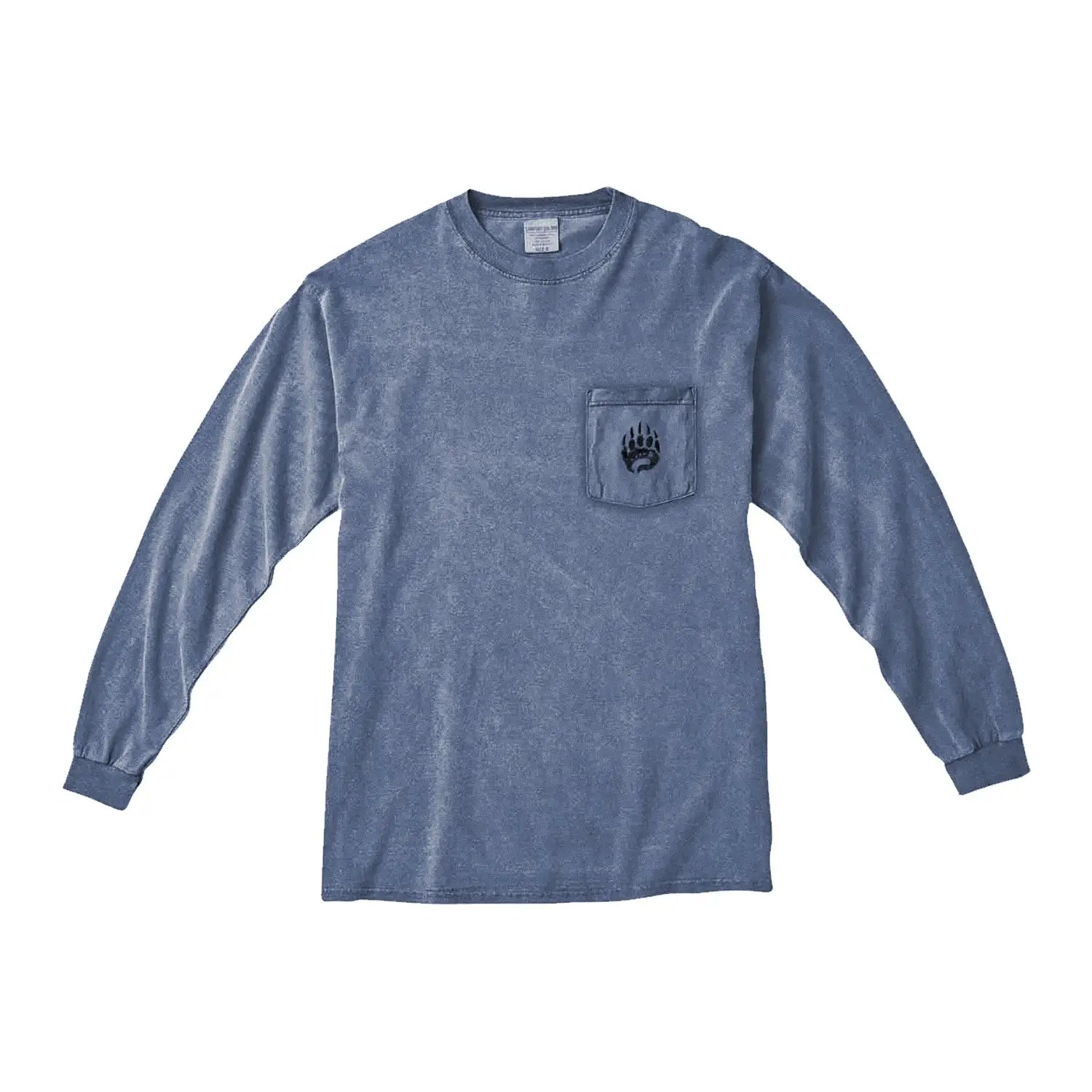 Premium Long-Sleeve Tee in pigment dye colors with bear paw pocket