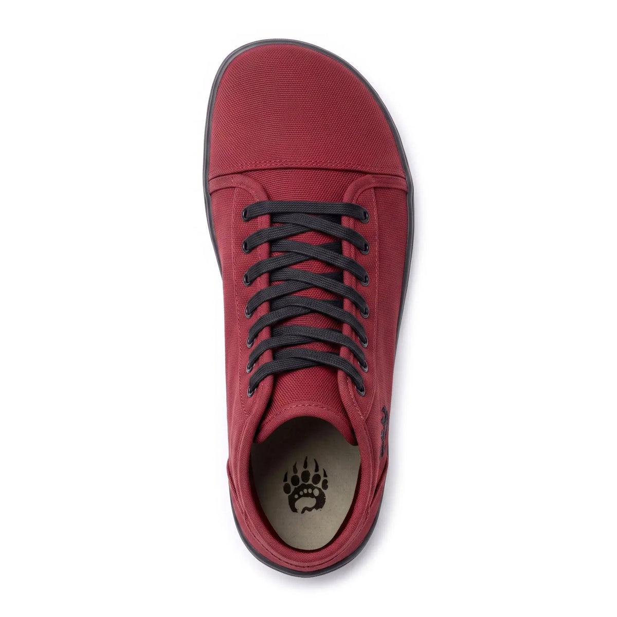Ursus chtg2 barefoot sneaker in blood red canvas with black laces and wide toe box for natural movement