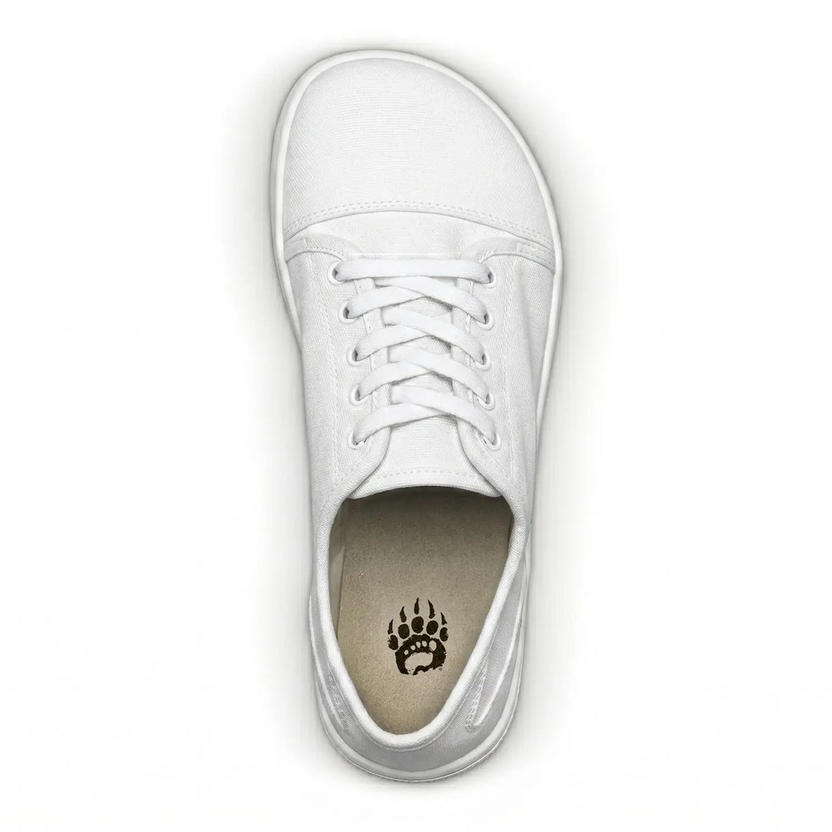 Ursus cltg2 arctic white canvas barefoot shoe with white laces and black paw print logo for strength training