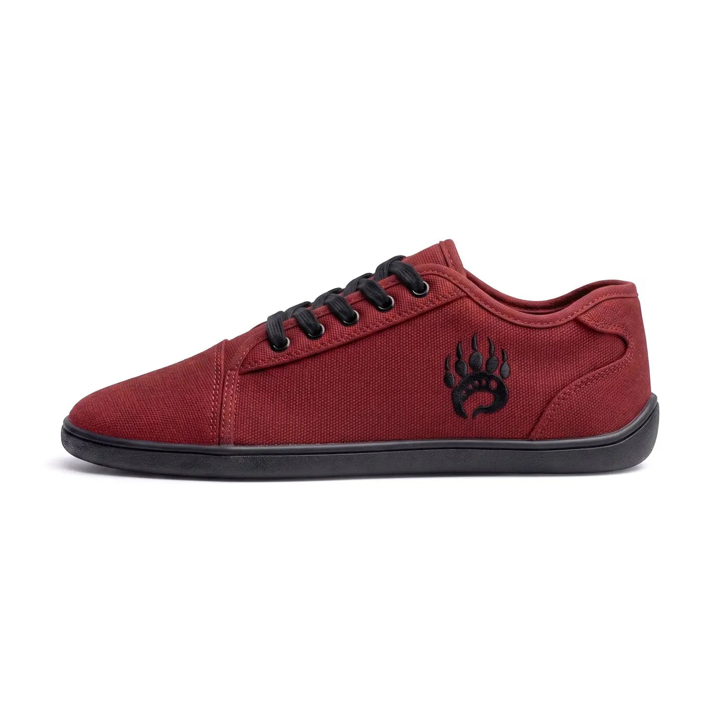 Ursus cltg2 blood moon red canvas low-top sneaker with black laces sole paw print logo and wide toe box